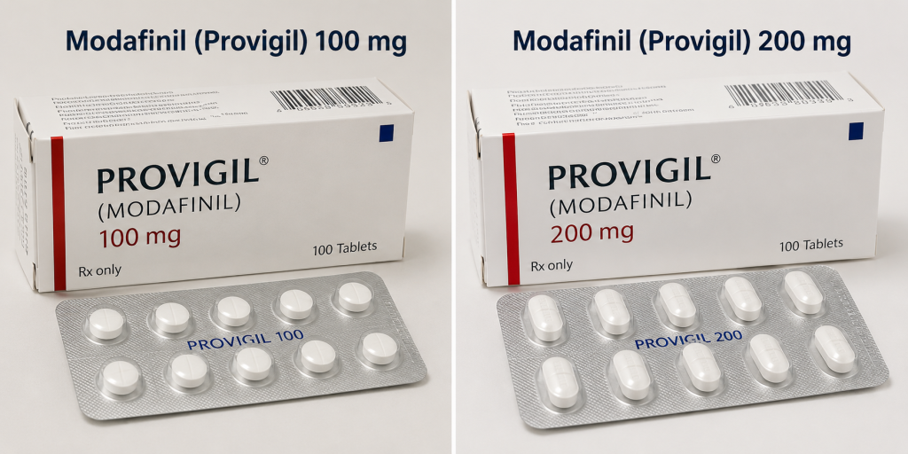 Modafinil (Provigil) 200 mg, 100 mg